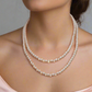 Beautiful Light Peach, Stardust, and Pearl, Two-Strand Beaded Necklace handcrafted by Artistry Jewelry