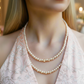 Beautiful Light Peach, Stardust, and Pearl, Two-Strand Beaded Necklace handcrafted by Artistry Jewelry
