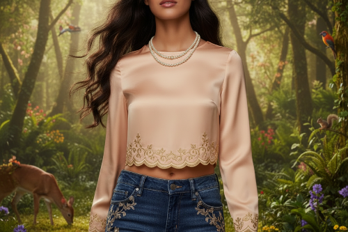 Beautiful Light Peach, Stardust, and Pearl, Two-Strand Beaded Necklace handcrafted by Artistry Jewelry