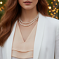 Beautiful Light Peach, Stardust, and Pearl, Two-Strand Beaded Necklace handcrafted by Artistry Jewelry