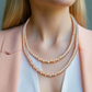 Beautiful Light Peach, Stardust, and Pearl, Two-Strand Beaded Necklace handcrafted by Artistry Jewelry