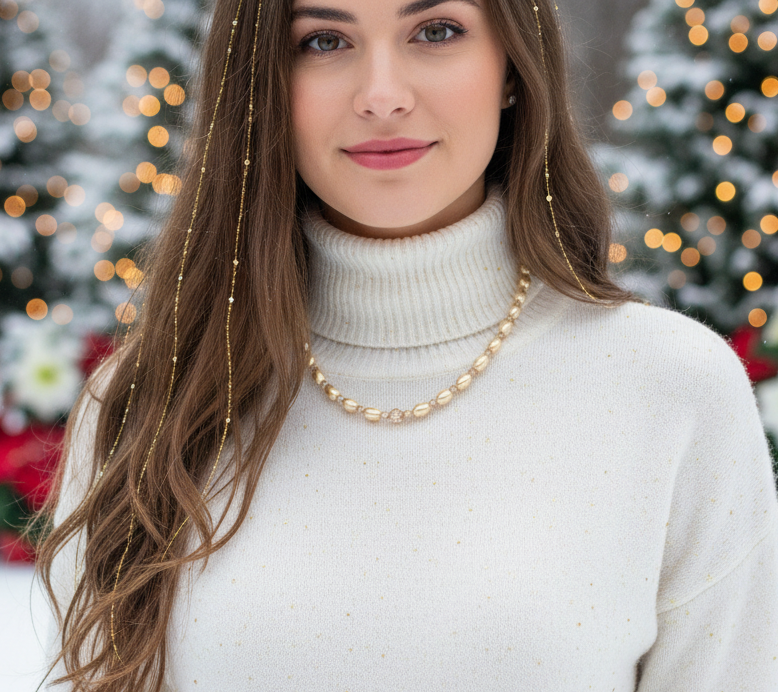 Sweet Golden Shadow Crystals, Light Peach/Champagne Beaded Necklace Set-crafted by Artistry Jewelry