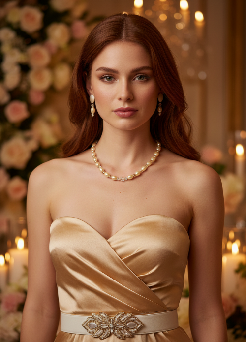 Sweet Golden Shadow Crystals, Light Peach/Champagne Beaded Necklace Set-crafted by Artistry Jewelry