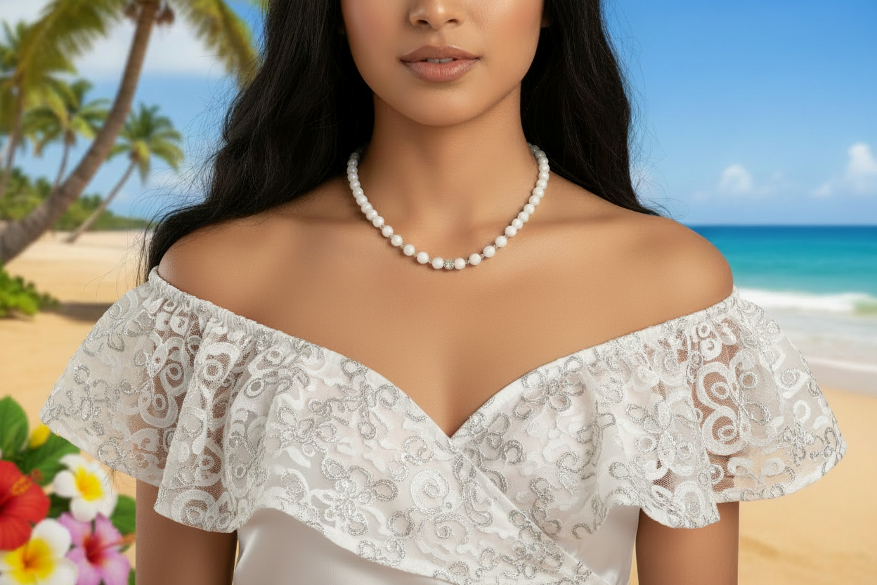 Dazzling White Moonstone and Crystal Necklace-174A