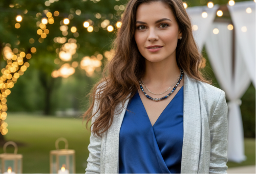 Radiant Blue Natural Lava and Hematite Beaded Two-Strand Necklace