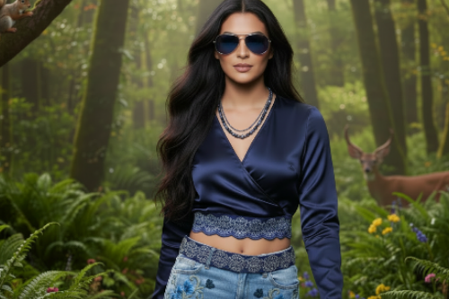 Radiant Blue Natural Lava and Hematite Beaded Two-Strand Necklace