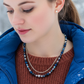 Radiant Blue Natural Lava and Hematite Beaded Two-Strand Necklace