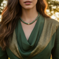 Stunning Cubic Zirconia, Czech Green Satin Beads, and Gold Hematite, Beaded Necklace, One-of-a-Kind, Crafted by Artistry Jewelry