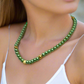 Stunning Cubic Zirconia, Czech Green Satin Beads, and Gold Hematite, Beaded Necklace, One-of-a-Kind, Crafted by Artistry Jewelry