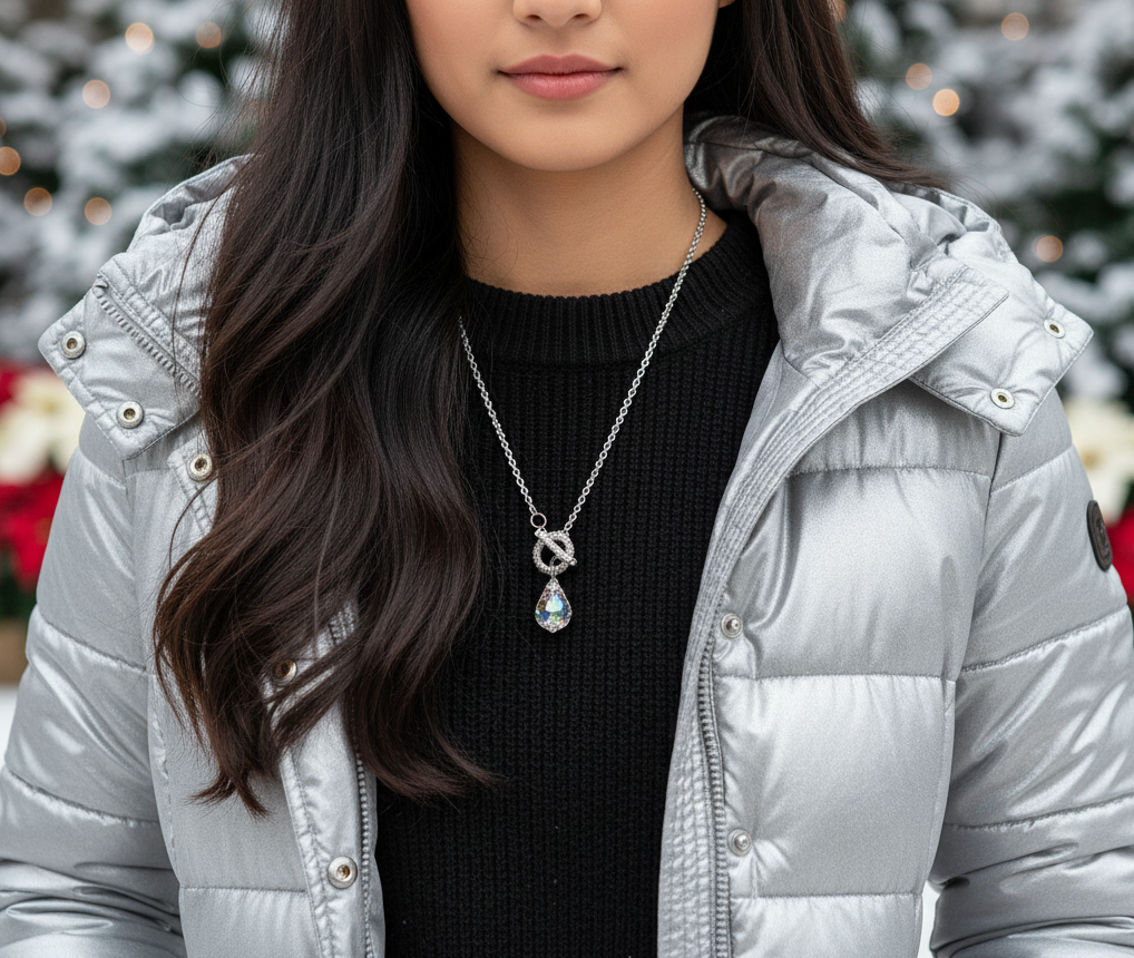 Gorgeous Baroque Teardrop Crystal, Rolo Chain Necklace - by Artistry Jewelry