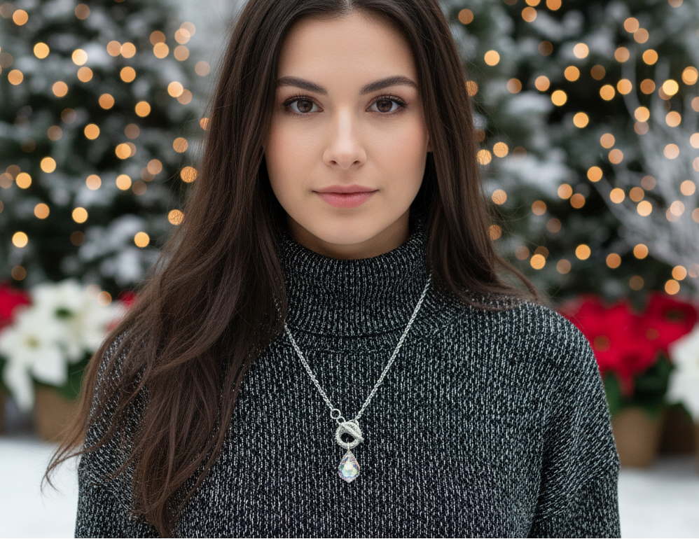 Gorgeous Baroque Teardrop Crystal, Rolo Chain Necklace - by Artistry Jewelry