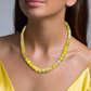 Fabulous Yellow Fire Agates and Cubic Zirconia Semi-precious, One-of-a-Kind, Beaded Necklace - handcrafted by Artistry Jewelry