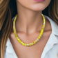 Fabulous Yellow Fire Agates and Cubic Zirconia Semi-precious, One-of-a-Kind, Beaded Necklace - handcrafted by Artistry Jewelry