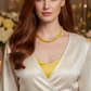 Fabulous Yellow Fire Agates and Cubic Zirconia Semi-precious, One-of-a-Kind, Beaded Necklace - handcrafted by Artistry Jewelry