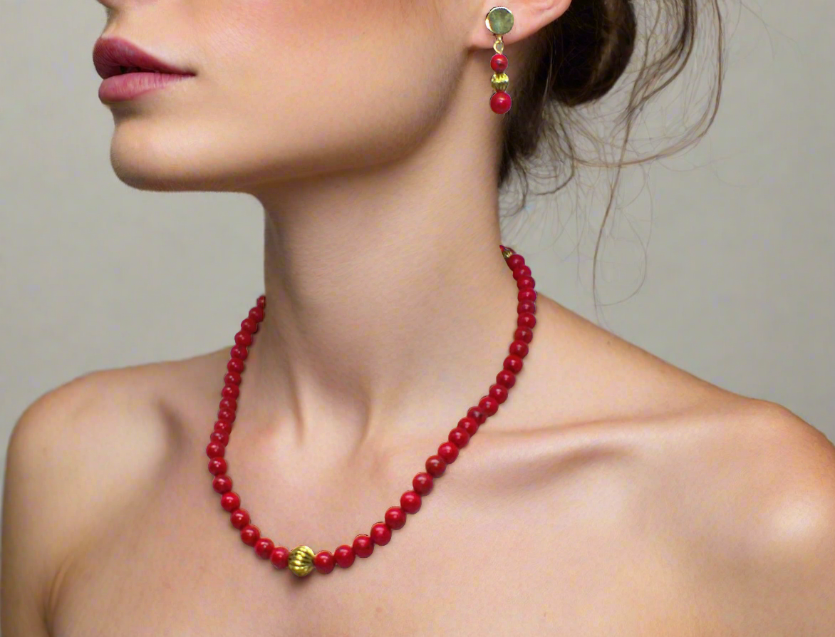 Beautiful Natural Red and Black Vein Turquoise, One-of-a-Kind, Semi-precious,  Necklace Set- handcrafted by Artistry Jewelry