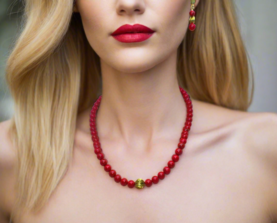 Beautiful Natural Red and Black Vein Turquoise, One-of-a-Kind, Semi-precious,  Necklace Set- handcrafted by Artistry Jewelry