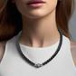 Lovely Black Pearl Beads, Cubic Zirconia, and Silver Rondelles, One-of-a-Kind, Beaded Necklace-handcrafted by Artistry Jewelry
