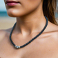 Lovely Black Pearl Beads, Cubic Zirconia, and Silver Rondelles, One-of-a-Kind, Beaded Necklace-handcrafted by Artistry Jewelry