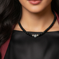 Lovely Black Pearl Beads, Cubic Zirconia, and Silver Rondelles, One-of-a-Kind, Beaded Necklace-handcrafted by Artistry Jewelry
