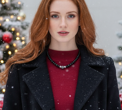 Lovely Black Pearl Beads, Cubic Zirconia, and Silver Rondelles, One-of-a-Kind, Beaded Necklace-handcrafted by Artistry Jewelry