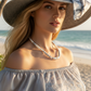 Beautiful Pearl Silver Beads with Graphic Crystals, One-of-a-Kind, Beaded Necklace - handcrafted by Artistry Jewelry