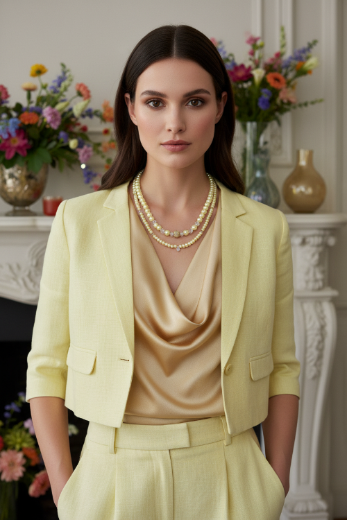 Gorgeous Yellow Pearl Beads,Briolette Crystals, and Cubic Zirconia, One-of-a-Kind Beaded Necklace-handcrafted by Artistry Jewelry