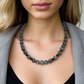 Gorgeous Black Diamond Crystal, Labradorite, Silver Hematite, and Baroque beads, Beaded Necklace - handcrafted by Artistry Jewelry