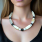 Lovely Natural Snow Quartz, Black Onyx, Howlite and Mountain Jade, Semi-precious, One-of-a -kind, Beaded Necklace A-crafted by Artistry Jewelry