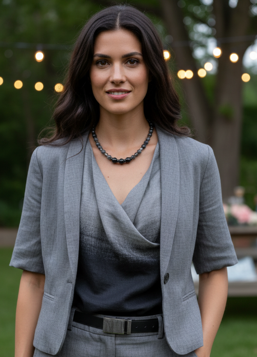 Lovely Black Onyx, Crystals, One-of-a-Kind, Beaded Necklace-crafted by Artistry Jewelry