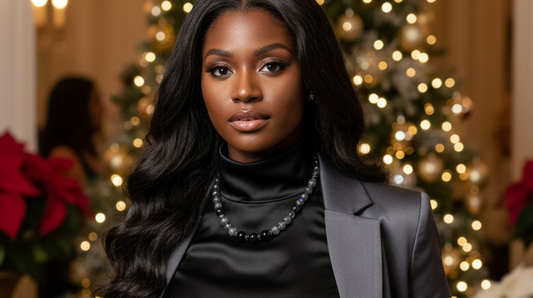 Lovely Black Onyx, Crystals, One-of-a-Kind, Beaded Necklace-crafted by Artistry Jewelry