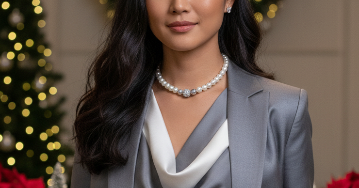 Gorgeous Crystal Czech Ball and Gray & Silver Druk beads, One-of-a-Kind, Beaded Necklace-crafted by Artistry Jewelry