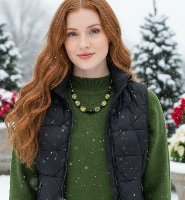 Enchanting Yellow Turquoise and Black Onyx, Semi-precious, One-of-a-Kind Necklace-handcrafted by Artistry Jewelry