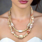 Perfect Natural Redline Marble, Sand Opal Crystals, and Druk pearl beads, Two-strands, Beaded Necklace Set-crafted by Artistry Jewelry