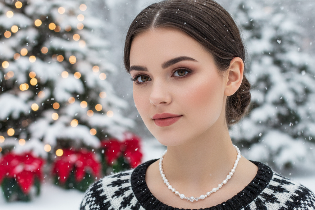 Elegant Mother of Pearl and Crystal Necklace