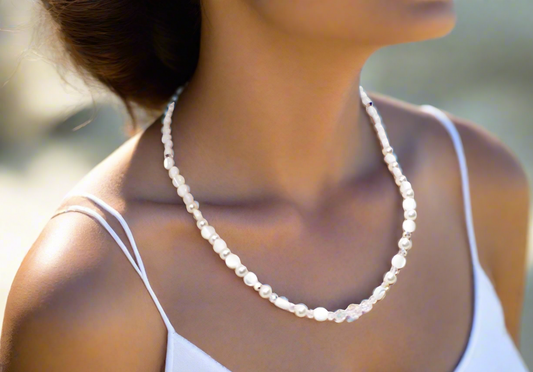 Elegant Mother of Pearl and Crystal Necklace