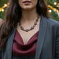 Gorgeous Red Sesame Jasper, Black Lace Marble and Crystal, Semi-precious, One-of-a-Kind, Beaded Necklace B-handcrafted by Artistry Jewelry