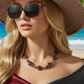 Gorgeous Red Sesame Jasper, Black Lace Marble and Crystal, Semi-precious, One-of-a-Kind, Beaded Necklace B-handcrafted by Artistry Jewelry