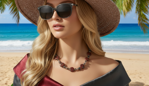 Gorgeous Red Sesame Jasper, Black Lace Marble and Crystal, Semi-precious, One-of-a-Kind, Beaded Necklace B-handcrafted by Artistry Jewelry