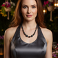 Fabulous Black & Gray Labrador, Black Onyx and Black Diamond Crystals, Semi-precious, Beaded Necklace B-handcrafted by Artistry Jewelry