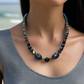 Fabulous Black & Gray Labrador, Black Onyx and Black Diamond Crystals, Semi-precious, Beaded Necklace B-handcrafted by Artistry Jewelry