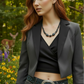 Fabulous Black & Gray Labrador, Black Onyx and Black Diamond Crystals, Semi-precious, Beaded Necklace B-handcrafted by Artistry Jewelry