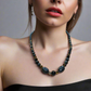 Fabulous Black & Gray Labrador, Black Onyx and Black Diamond Crystals, Semi-precious, Beaded Necklace B-handcrafted by Artistry Jewelry