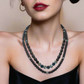 Stunning Sapphire Crystals, Black & Gray Pearl Beads, Dark BlueCzech PAVE Balls, Beaded Necklace - handcrafted by Artistry Jewelry