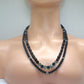 Stunning Sapphire Crystals, Black & Gray Pearl Beads, Dark BlueCzech PAVE Balls, Beaded Necklace - handcrafted by Artistry Jewelry