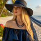 Stunning Sapphire Crystals, Black & Gray Pearl Beads, Dark BlueCzech PAVE Balls, Beaded Necklace - handcrafted by Artistry Jewelry