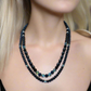Stunning Sapphire Crystals, Black & Gray Pearl Beads, Dark BlueCzech PAVE Balls, Beaded Necklace - handcrafted by Artistry Jewelry