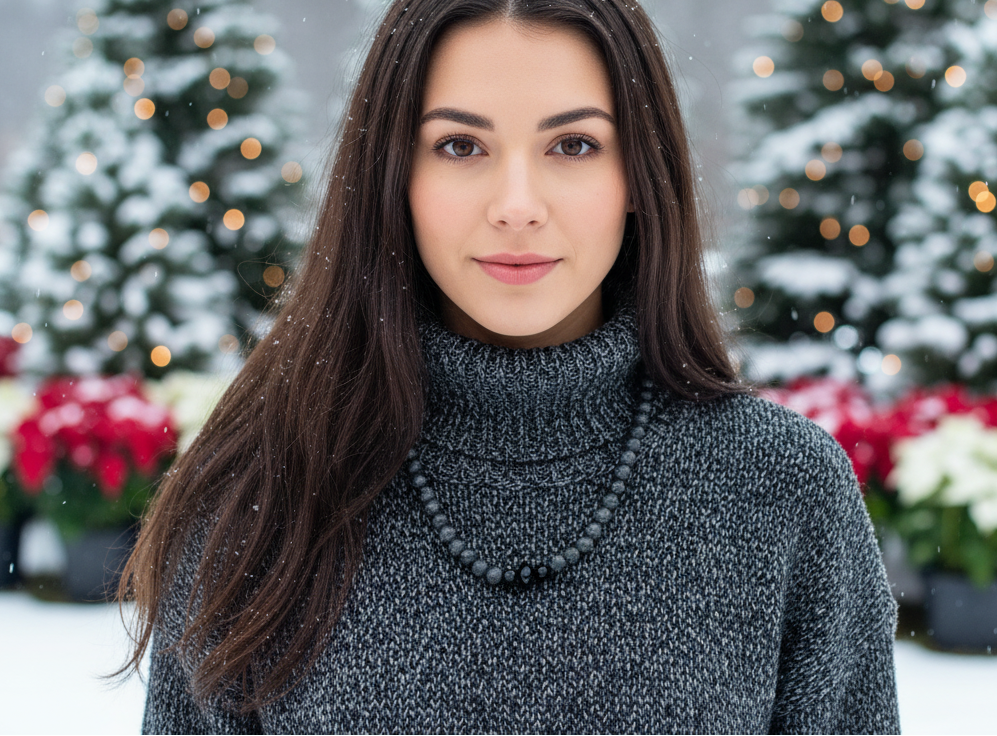 Gorgeous Natural Labradorite, Czech Crystal, Black Beads, One-of-a-Kind, Semi-precious Beaded Necklace - handcrafted by Artistry Jewelry