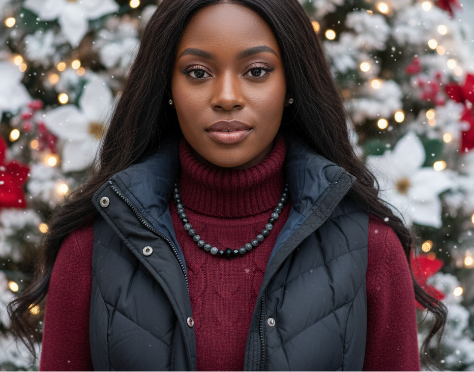 Gorgeous Natural Labradorite, Czech Crystal, Black Beads, One-of-a-Kind, Semi-precious Beaded Necklace - handcrafted by Artistry Jewelry