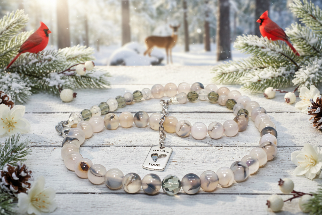 Captivating Black Dragon Vein Agate and Crystal Necklace