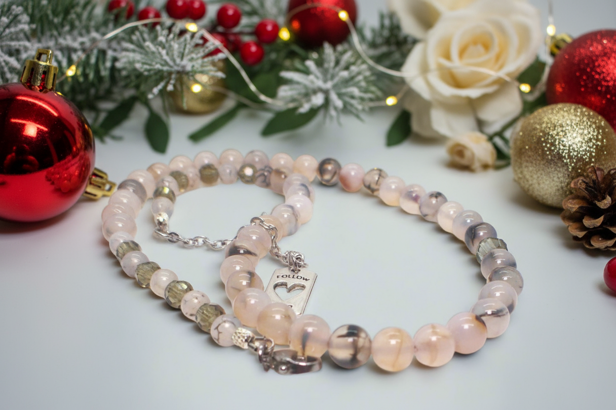 Captivating Black Dragon Vein Agate and Crystal Necklace